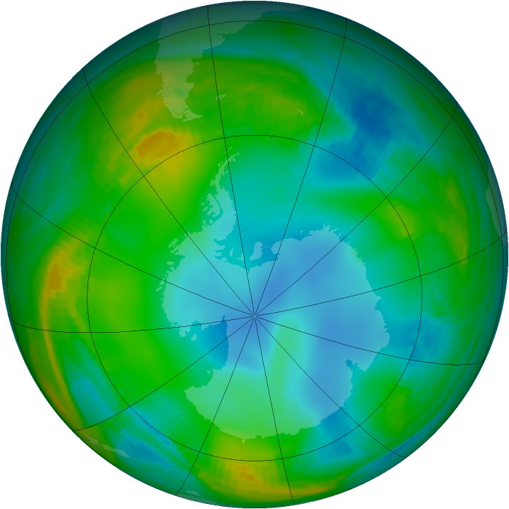 Antarctic ozone map for 29 June 1989